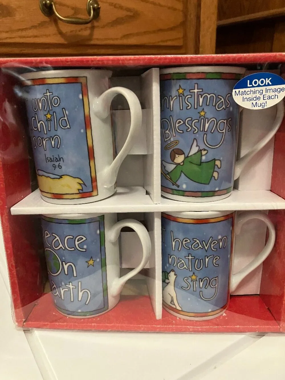 EIGHT Christmas Mugs Brand New in Box TWO boxes of 4 Cups